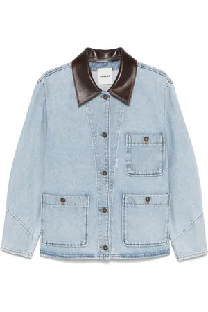 Sandro Contrasting-collar denim jacket