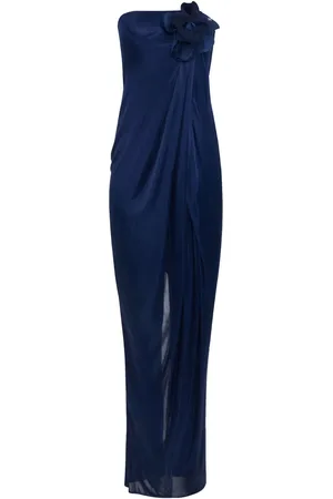 Elisabetta Franchi Floral-appliqu?? satin dress