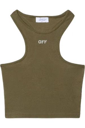 OFF-WHITE Logo-embroidered ribbed tank top