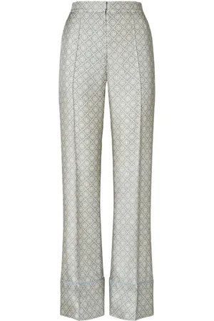 Tory Burch T Monogram-print silk trousers