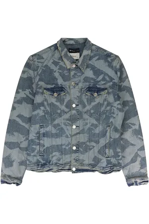 Purple Brand Laser-wrinkled " " denim jacket
