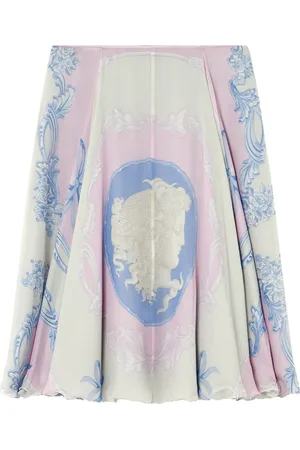 VERSACE Cameo silk midi skirt