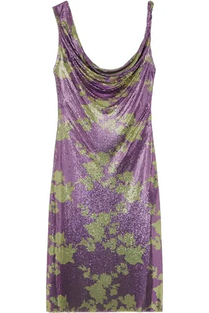 VERSACE Wild Roses Metal Mesh draped midi dress