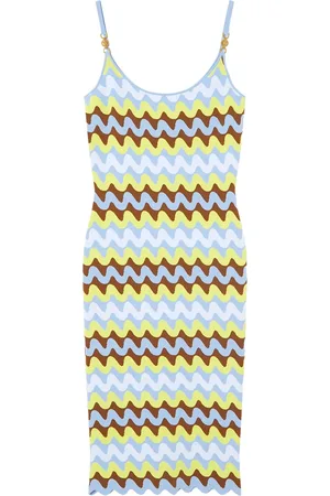 VERSACE Wave jacquard-knit midi dress