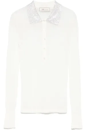 BLUMARINE Ribbed-knit polo top