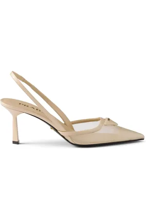 Prada 75mm mesh slingback pumps
