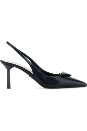 Prada 75mm triangle-logo slingback pumps