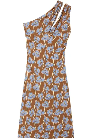 VERSACE Poppies one-shoulder midi dress