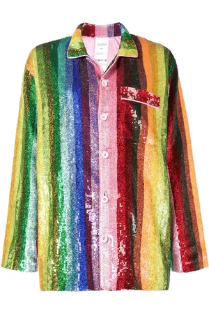 ASHISH Rainbow sequin pyjama blouse