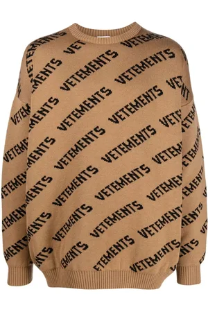 Vetements Logo-print intarsia-knit jumper