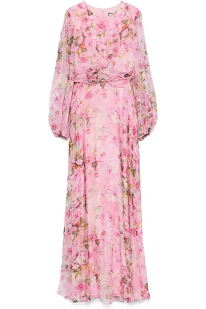 NISSA Floral-appliqu?? silk gown