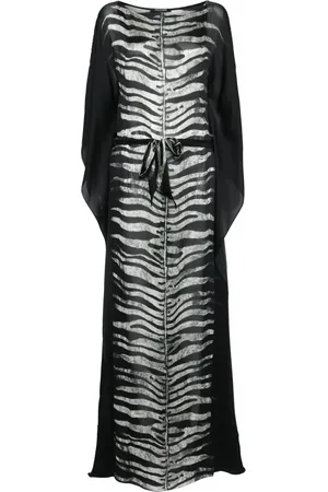 Roberto Cavalli Zebra-print belted maxi dress