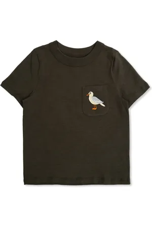 Mini Rodini Seagull-embroidered T-shirt
