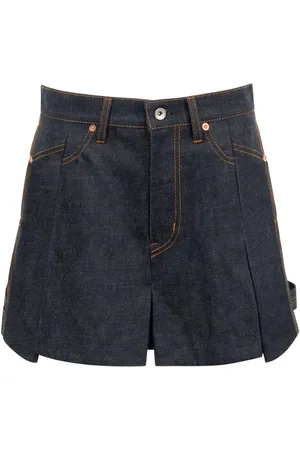 SACAI Pleated denim shorts