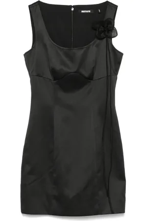 ROTATE Floral-appliqu?? satin dress