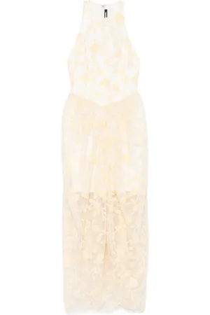 ROTATE Floral-beaded midi dress