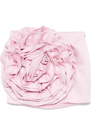 ROTATE Floral-appliqu?? satin mini skirt