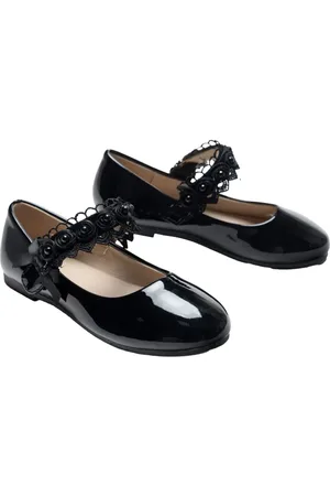 Tulleen Rose-appliqu?? patent-leather ballerina shoes