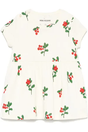 Mini Rodini Lingonberries-print shortsleeved dress