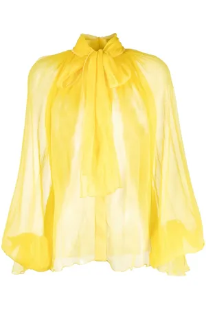 Atu Body Couture Pussy-bow silk sheer blouse