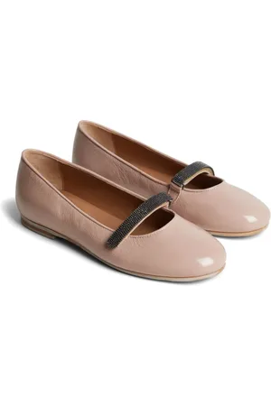 Brunello Cucinelli Almond-toe leather ballerina shoes