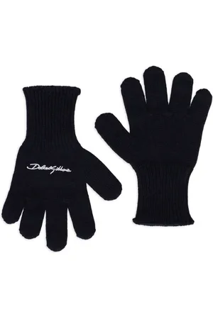 Dolce & Gabbana Logo-embroidered virgin-wool gloves