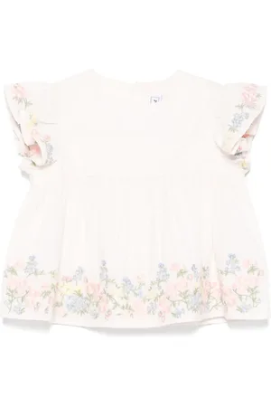 Tartine Et Chocolat Floral-embroidered blouse and bloomers