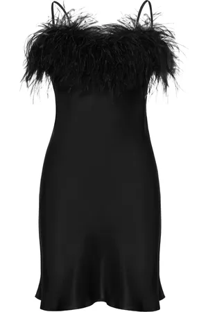 Sleeper Boheme feather-trim minidress