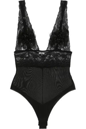Elisabetta Franchi 3D-flowers tulle bodysuit
