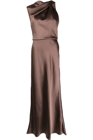 Amsale Asymmetric draped satin gown