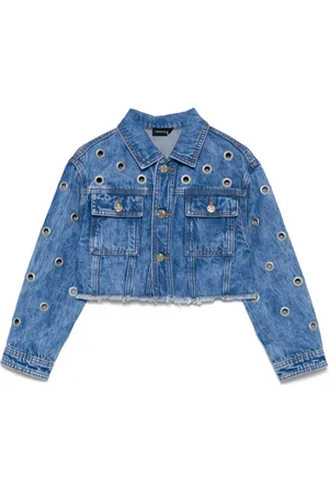 MONNALISA Eyelet-embellished denim jacket