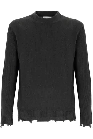 LANEUS Distressed crew-neck jumper