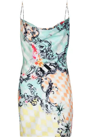Balmain Baroque-print satin dress