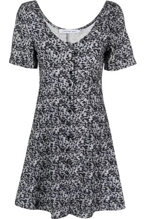 Calvin Klein Abstract-print buttoned-up minidress