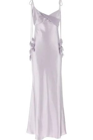 Self-Portrait Floral-appliqu?? satin dress