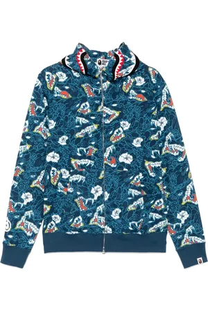 A Bathing Ape Japanese tattoo camo shark hoodie