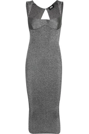 GCDS Lurex-detail ribbed maxi dress
