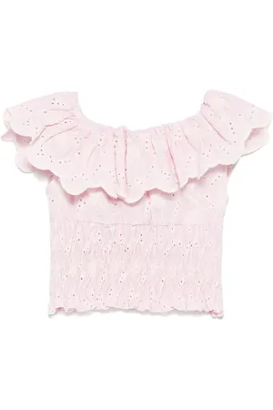 MISS GRANT Embroidered ruffled top