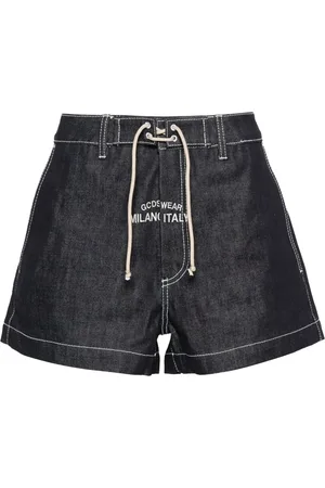 GCDS Embroidered-logo denim shorts