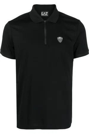 EA7 Logo-patch half-zip polo shirt