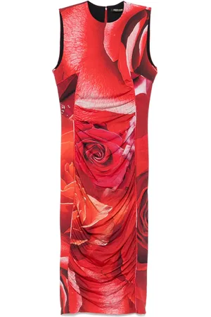 Roberto Cavalli Rose-print midi dress