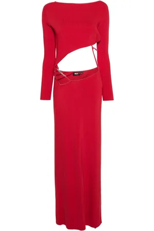 GCDS Asymmetric ribbed maxi dress