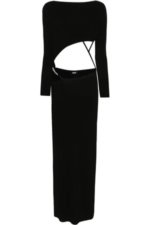 GCDS Asymmetric ribbed maxi dress