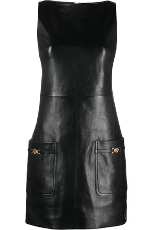 VERSACE Medusa-plaque leather minidress