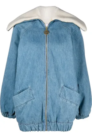Patou Faux shearling-trim denim jacket