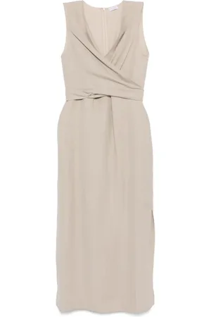 Brunello Cucinelli Wrap-effect midi dress
