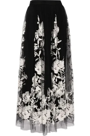 Elie saab Embroidered midi skirt