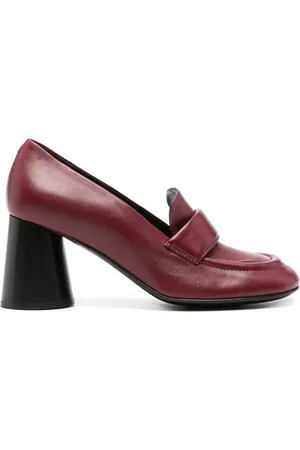 HALMANERA Block-heel 75mm leather loafers