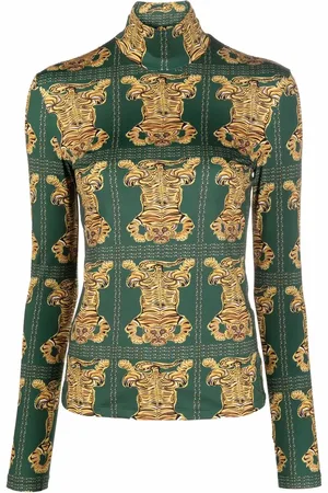 La DoubleJ Tiger tile-print turtleneck top