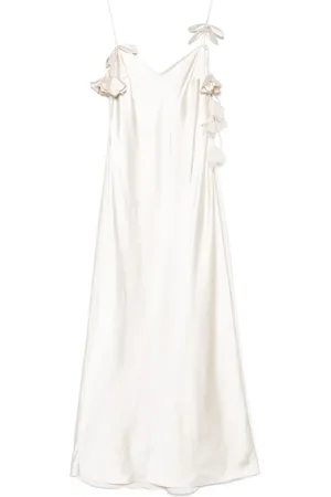 Self-Portrait Floral-appliqu?? satin maxi dress